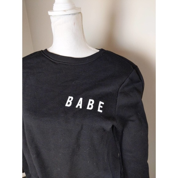 BABE black crew neck pullover Small Crewneck Sweatshirt - Picture 3 of 12